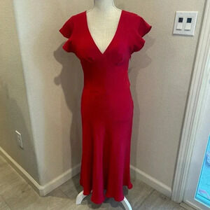 GEORGIOU red silk midi/maxi dress. Size 8